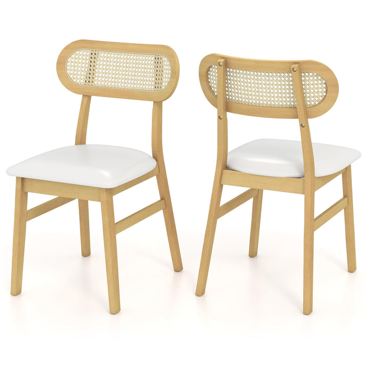 Giantex Faux Leather Upholstered Kitchen Chairs w/Breathable Mesh Cane Backrest