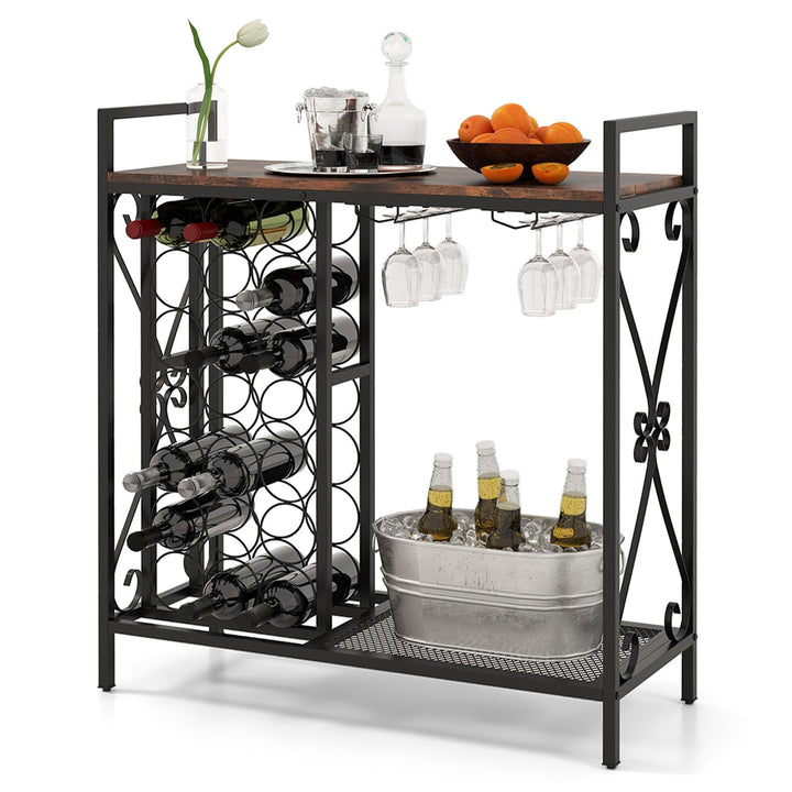 Giantex Wine Bar Table with 6 Glass Wine Glass Holder