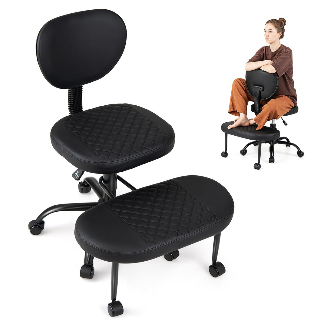 Giantex Ergonomic Criss Cross Meditation Office Chair with Wheels