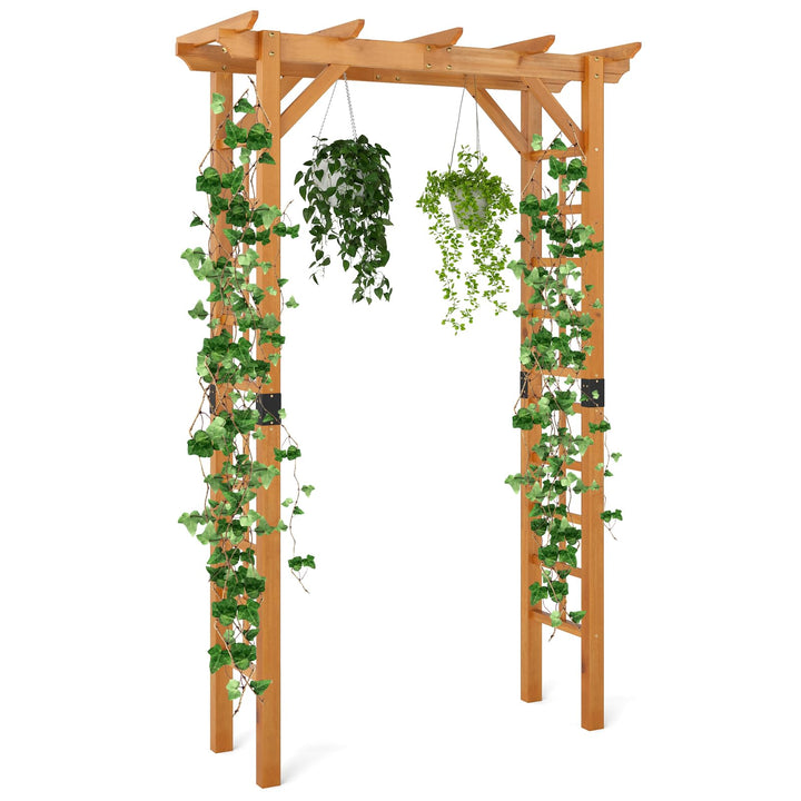Giantex 7FT Wood Garden Arbor Trellis for Ceremony Party
