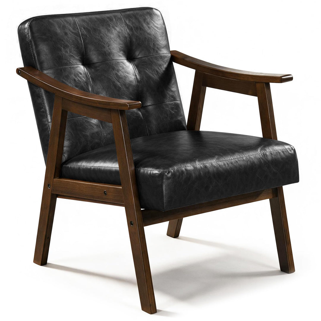 GIANTEX Faux Leather Accent Chair with Inclined Backrest (1/2)