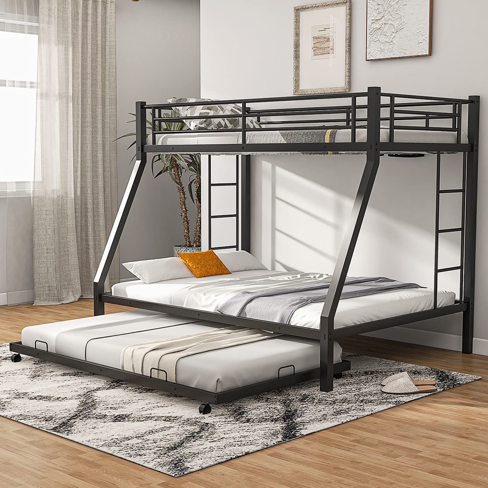 Giantex Twin Over Full Bunk Bed with Trundle