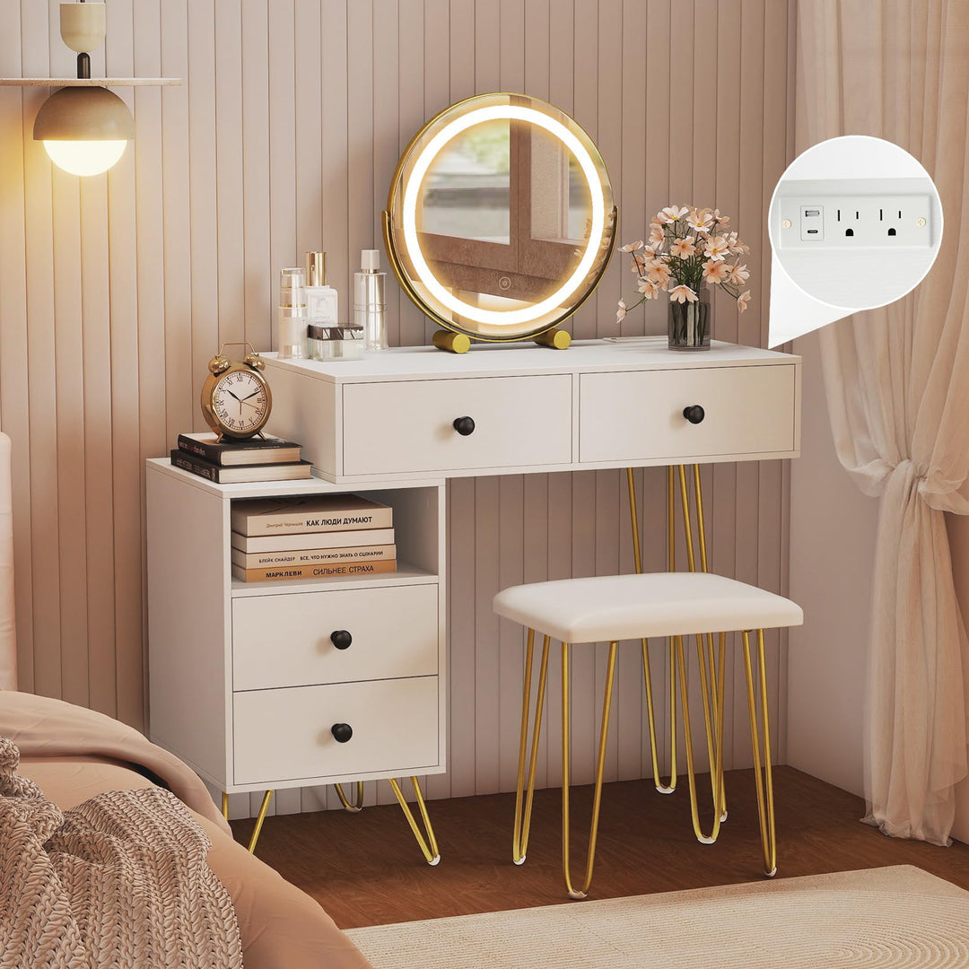 CHARMAID Modern Dressing Table with Storage Cabinet