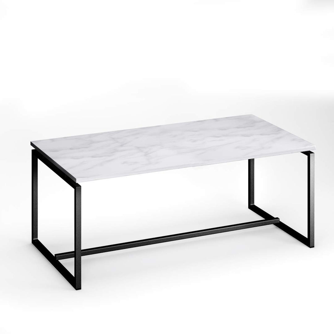 Giantex Coffee Accent Tea Table | Steel Metal Pine Frame Tables W/Faux Marble Top Cocktail Table