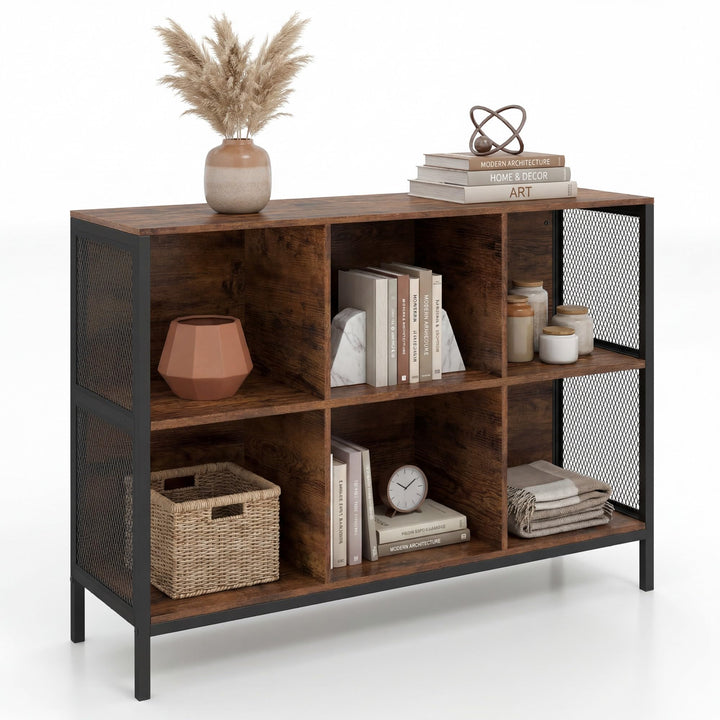 Giantex Industrial Accent 42" Wide Bookcase with 6 Cubes
