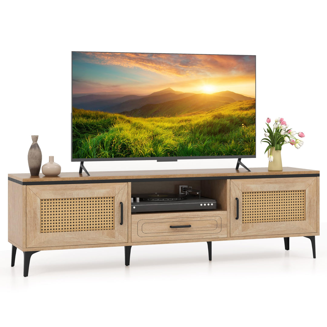 Giantex TV Stand for TV up to 65 Inches, Entertainment Center with 2 Cabinets
