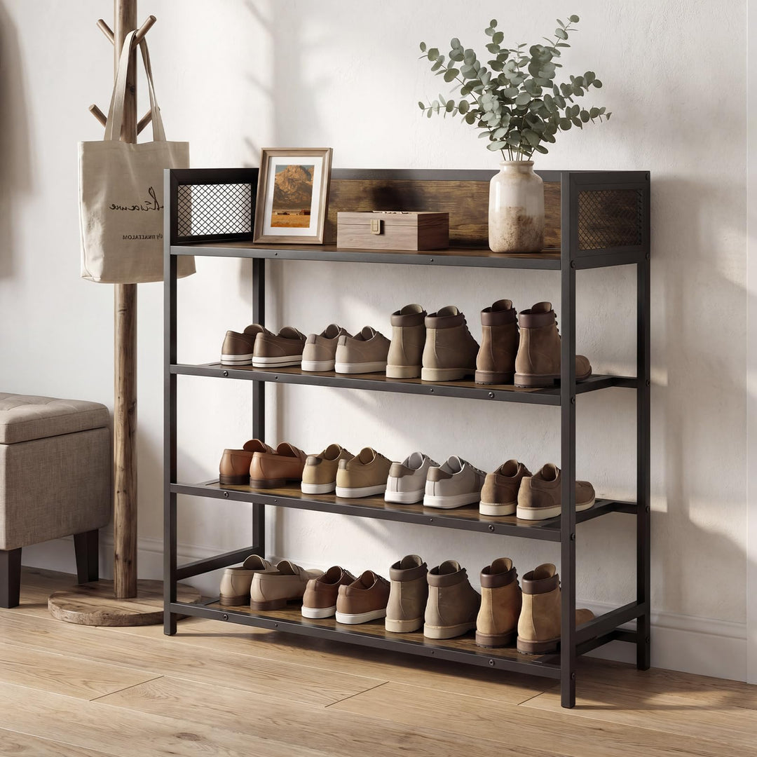 Giantex 4-Tier Industrial Shoe Storage Organizer with Heavy Duty Metal Frame