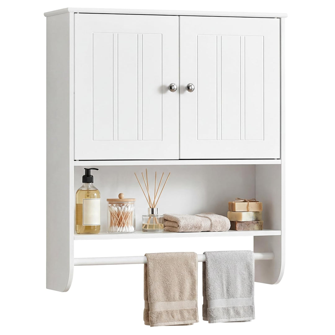 Giantex Bathroom Wall Cabinet with Towel Bar &amp; Adjustable Shelf