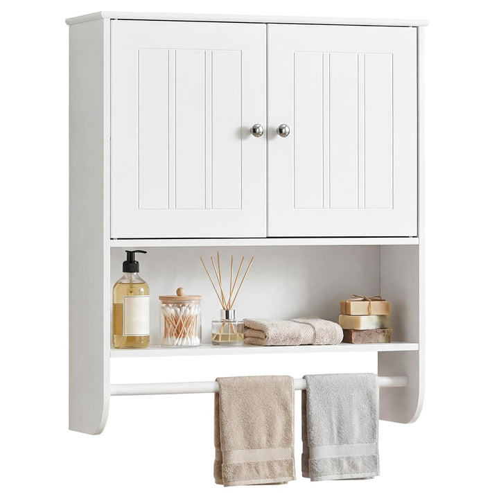 Giantex Bathroom Wall Cabinet with Towel Bar &amp; Adjustable Shelf