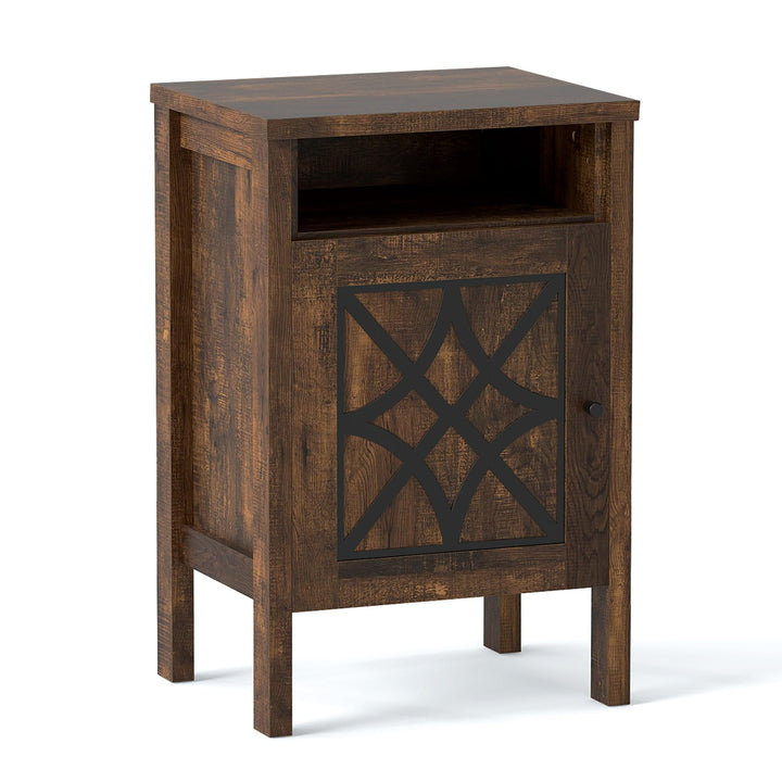 Giantex Robot Vacuum Storage Cabinet with Door and Open Shelf for Living Room Bedroom