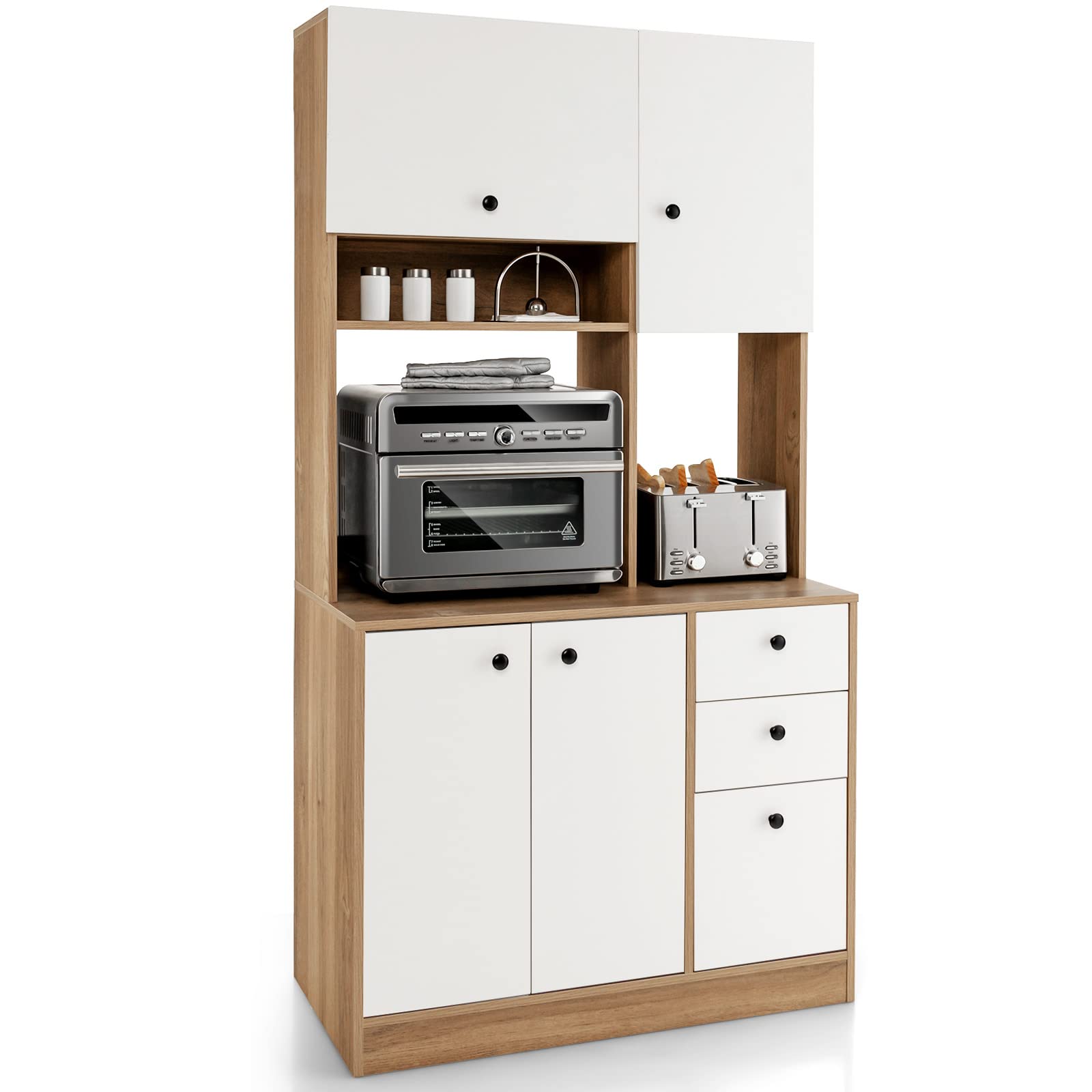Giantex Kitchen Pantry, Buffet Hutch with 3 Storage Cabinet, 71'' Floor Large Cupboard with 3 Deep Drawers
