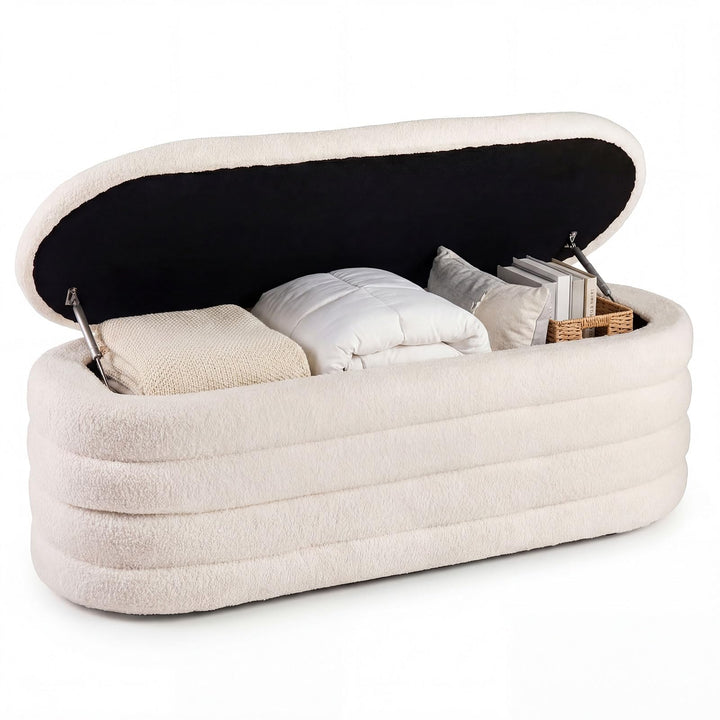 Giantex Storage Ottoman Bench | Upholstered Fabric End of Bed Storage Bench with 2 Safety Gas Struts