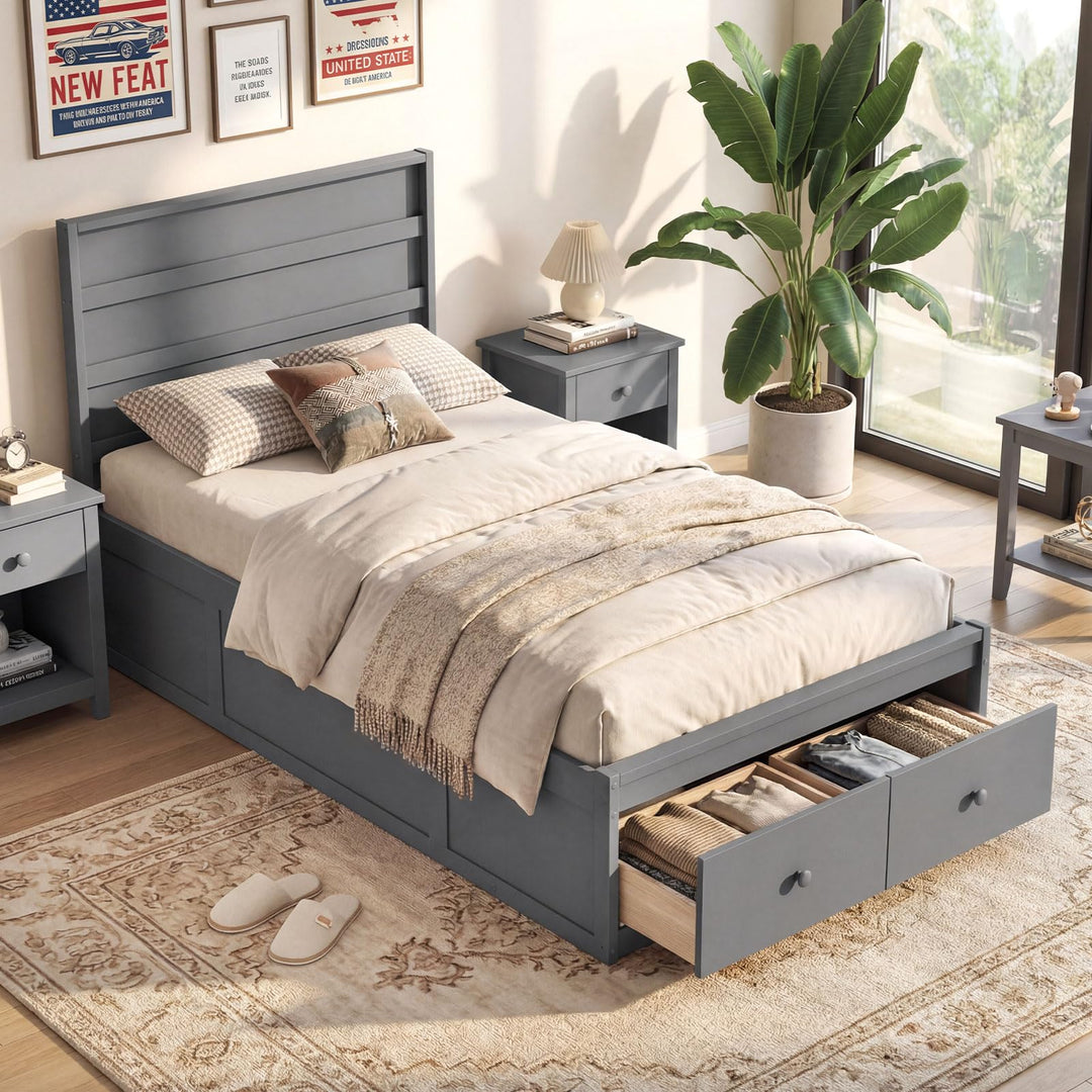 Giantex Bed Frame with Storage Drawers