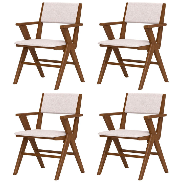 Giantex Wooden Dining Chairs Set, Linen Fabric Upholstered Kitchen Chairs w/Armrests, Rubber Wood Frame