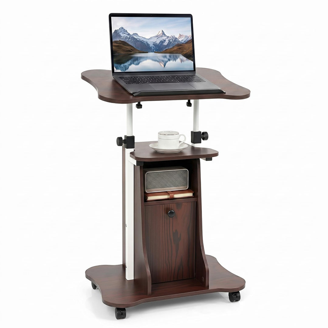 Giantex Mobile Podium Stand | Height Adjustable Laptop Computer Cart w/Tilting Top (1/2)
