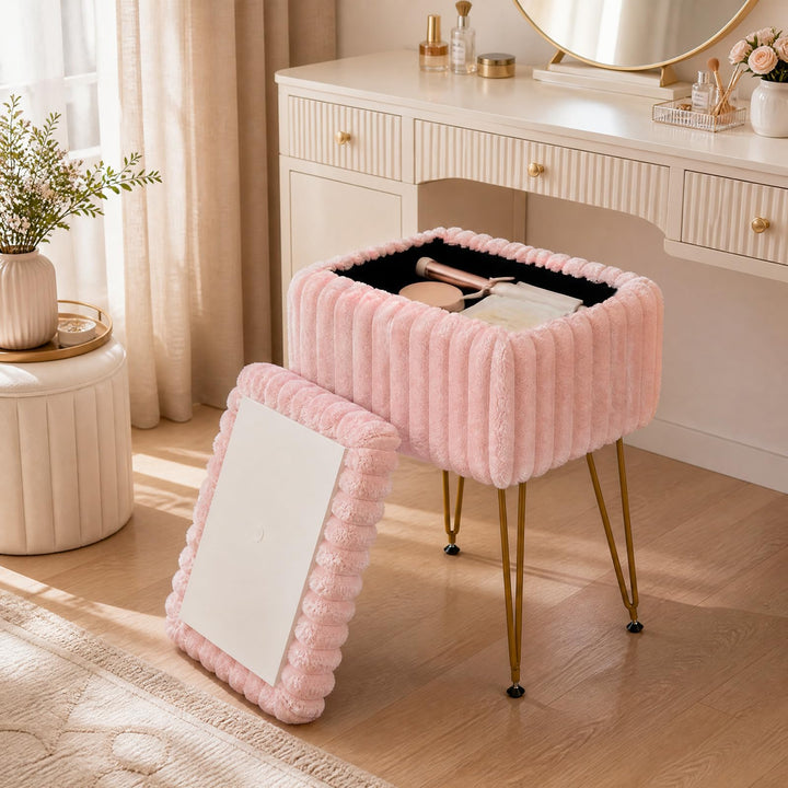 GIANTEX Vanity Stool Chair w/Storage &amp; Reversible Lid