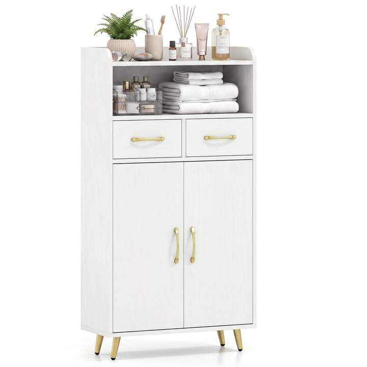 Giantex Freestanding Bathroom Storage Cabinet with 2 Drawers and 2 Doors