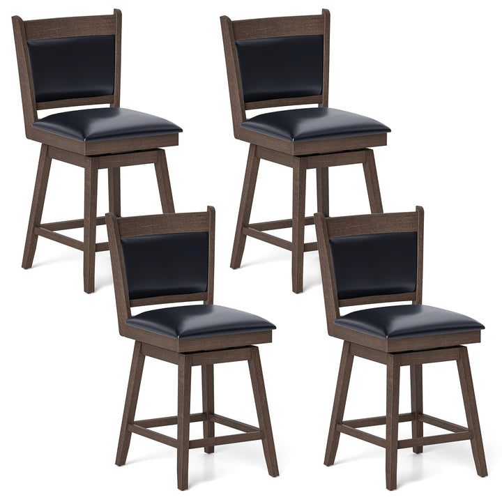 Giantex 25" Bar Stools Set, Upholstered Swivel Bar Chairs with Ergonomic Back