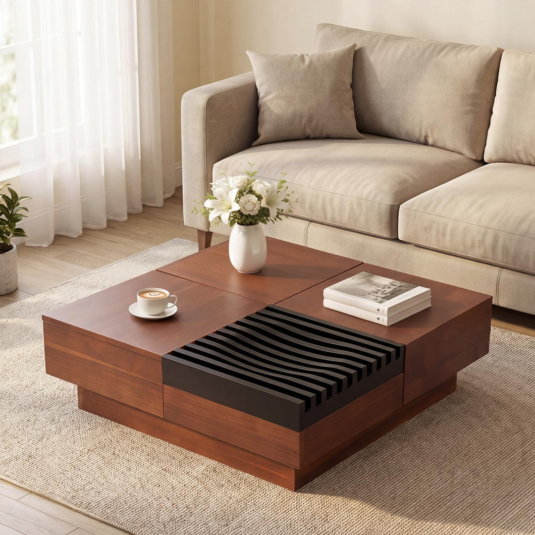 GIANTEX 32" Square Coffee Table with Storage for Living Room