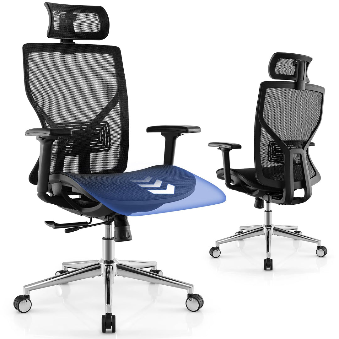 Giantex High-Back Mesh Executive Chair, with Adjustable Headrest, 3D Armrest, Lumbar Support, Reclining Backrest