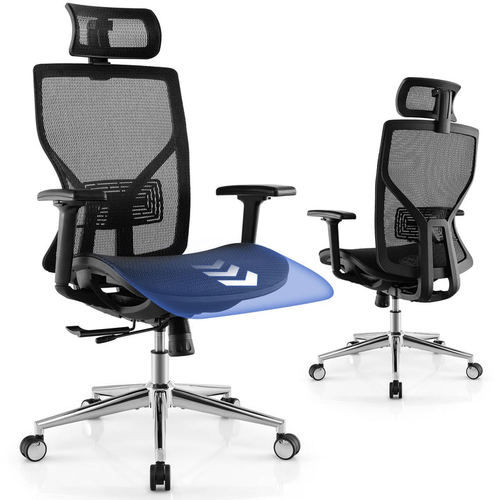 Giantex High-Back Mesh Executive Chair, with Adjustable Headrest, 3D Armrest, Lumbar Support, Reclining Backrest
