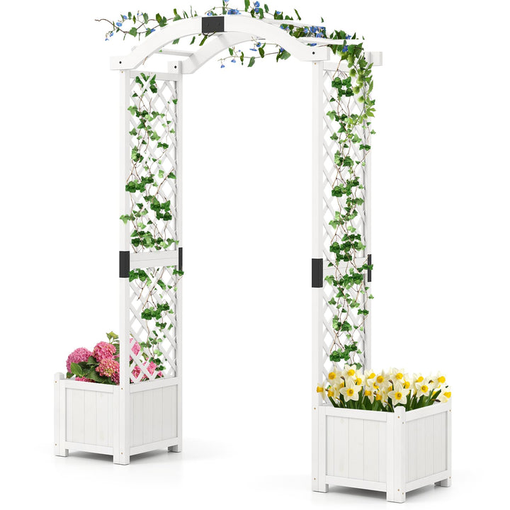 Giantex Garden Arbor with Planter, Wooden Planter Arch with Trellis, Outdoor Arch for Climbing Plants