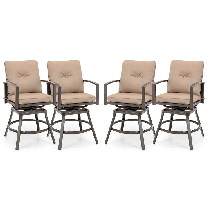 Giantex Set of 2 or 4 Patio Bar Chairs - Swivel Counter Height Bar Stool with Inclined Backrest