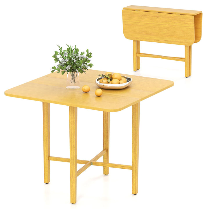 Giantex 36" Extendable Dining Table with Drop Leaf X-Shaped Frame Rubber Wood Legs