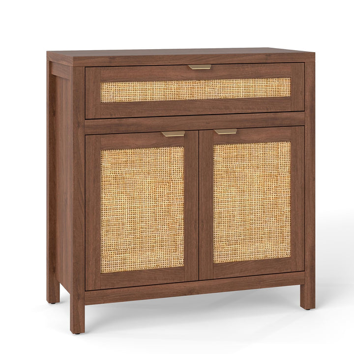 Giantex Sideboard Buffet Cabinet Rustic Rattan Storage Cabinet w/ 2 Doors