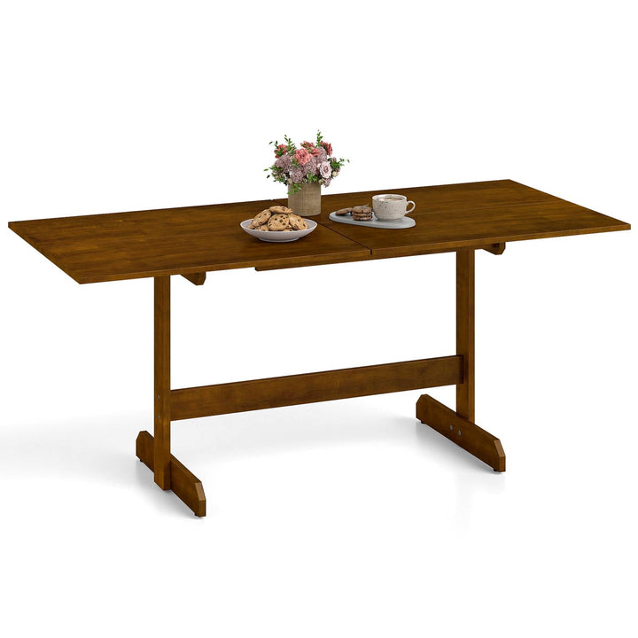 Giantex 71" Dining Table with H-shaped Rubber Wood Leg and Wood Grain Tabletop