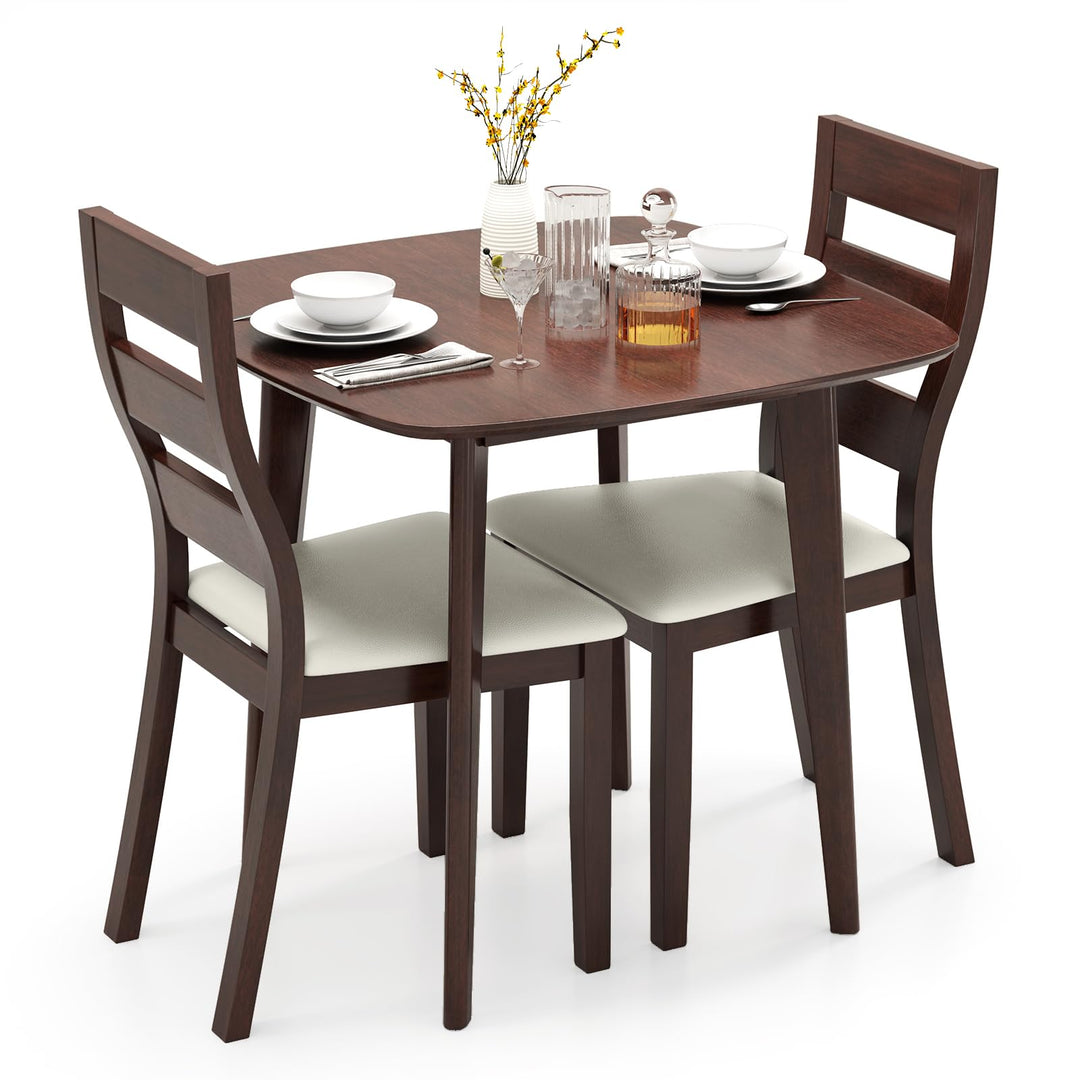 Giantex Wooden Square Kitchen Table and 2 Chairs with Padded Seat
