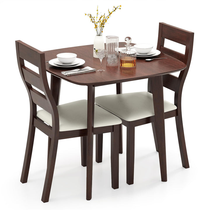 Giantex Wooden Square Kitchen Table and 2 Chairs with Padded Seat