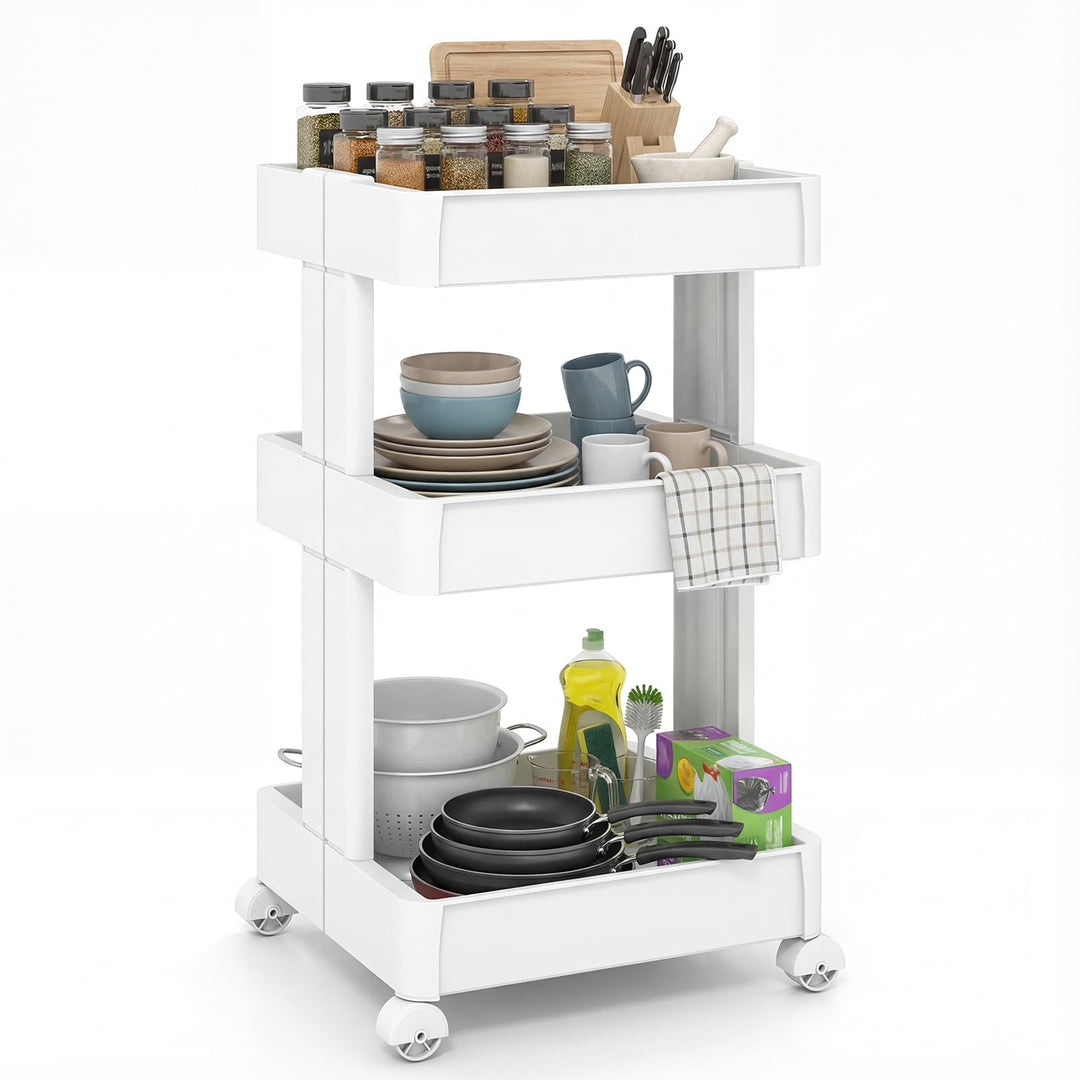 Giantex 3-Tier Rolling Storage Cart w/Shelving Unit for Kitchen