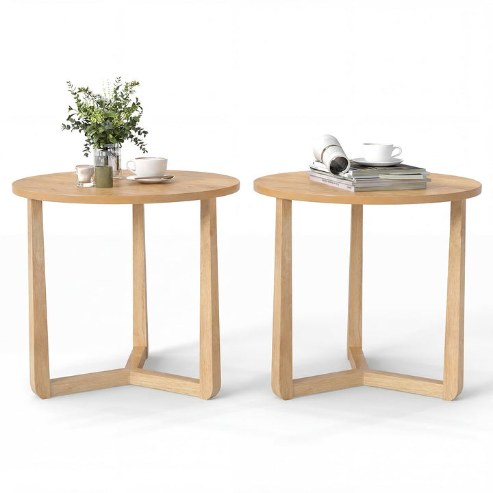 Giantex Round Side Table Set of 1/2  Compact Accent Bedside Night Stand for Living Room Bedroom