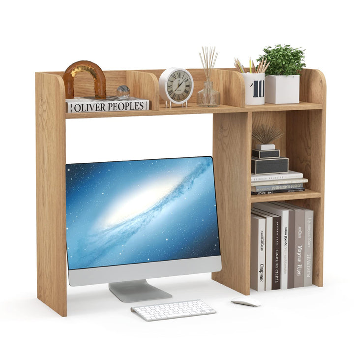 Giantex Desktop Bookshelf, Wood Desk Hutch Organizer for 27 Inch Computer Monitor