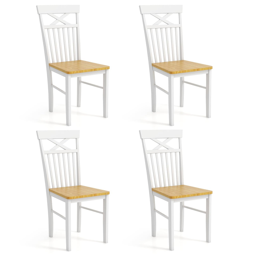 Giantex Wooden Dining Chairs Set of 2/4, Kitchen Chairs w/Rubber Wood Frame, High & Curved Slatted Backrest, Modern Armless Chairs