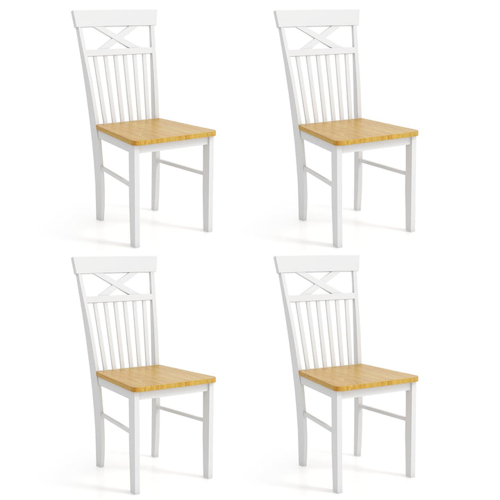 Giantex Wooden Dining Chairs Set of 2/4, Kitchen Chairs w/Rubber Wood Frame, High & Curved Slatted Backrest, Modern Armless Chairs