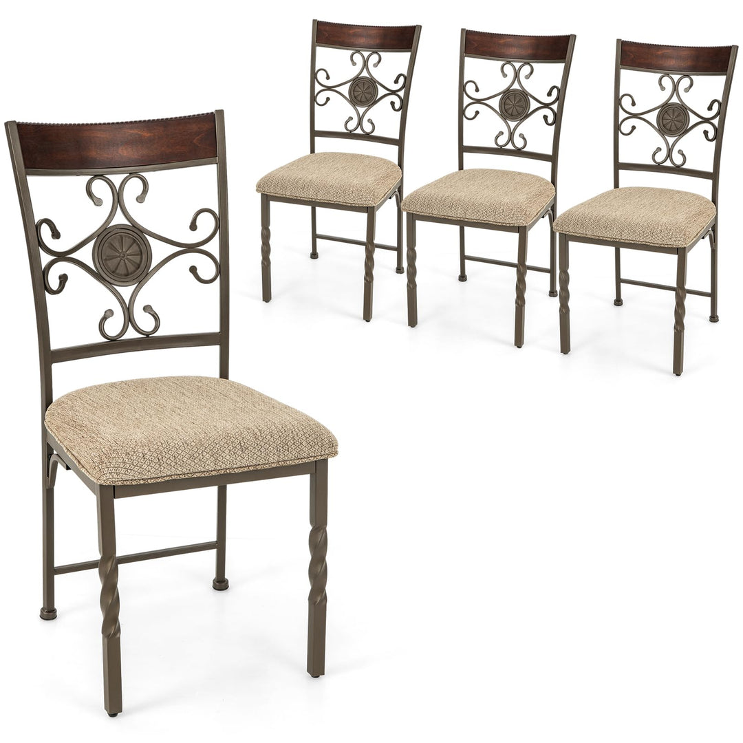 Giantex Upholstered Dining Chair Set, Vintage Metal Dining Chairs