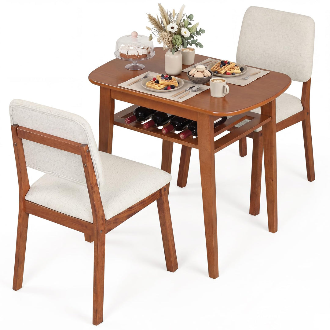 Giantex Space Saving Kitchen Table and Chairs Set w/Rubber Wood Frame
