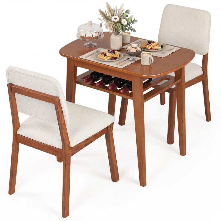 Giantex Space Saving Kitchen Table and Chairs Set w/Rubber Wood Frame