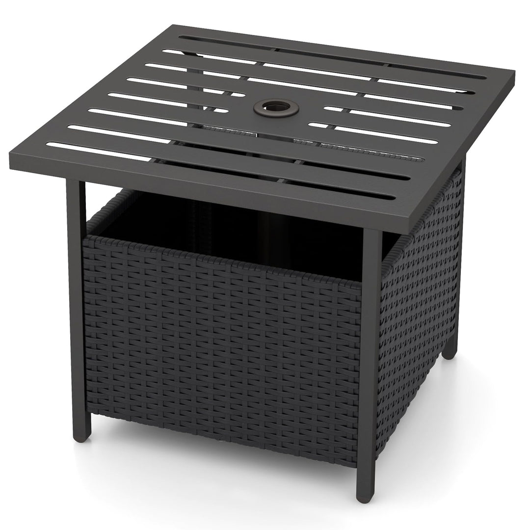 Giantex Patio Rattan Wicker Umbrella Side Table