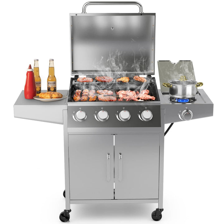 Giantex Propane Gas Grill with 4 Main Burners and Side Burner, total 50,000 BTU