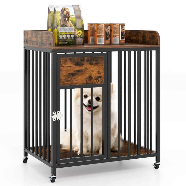 Giantex Dog Crate Furniture with Lockable Door & Wheels