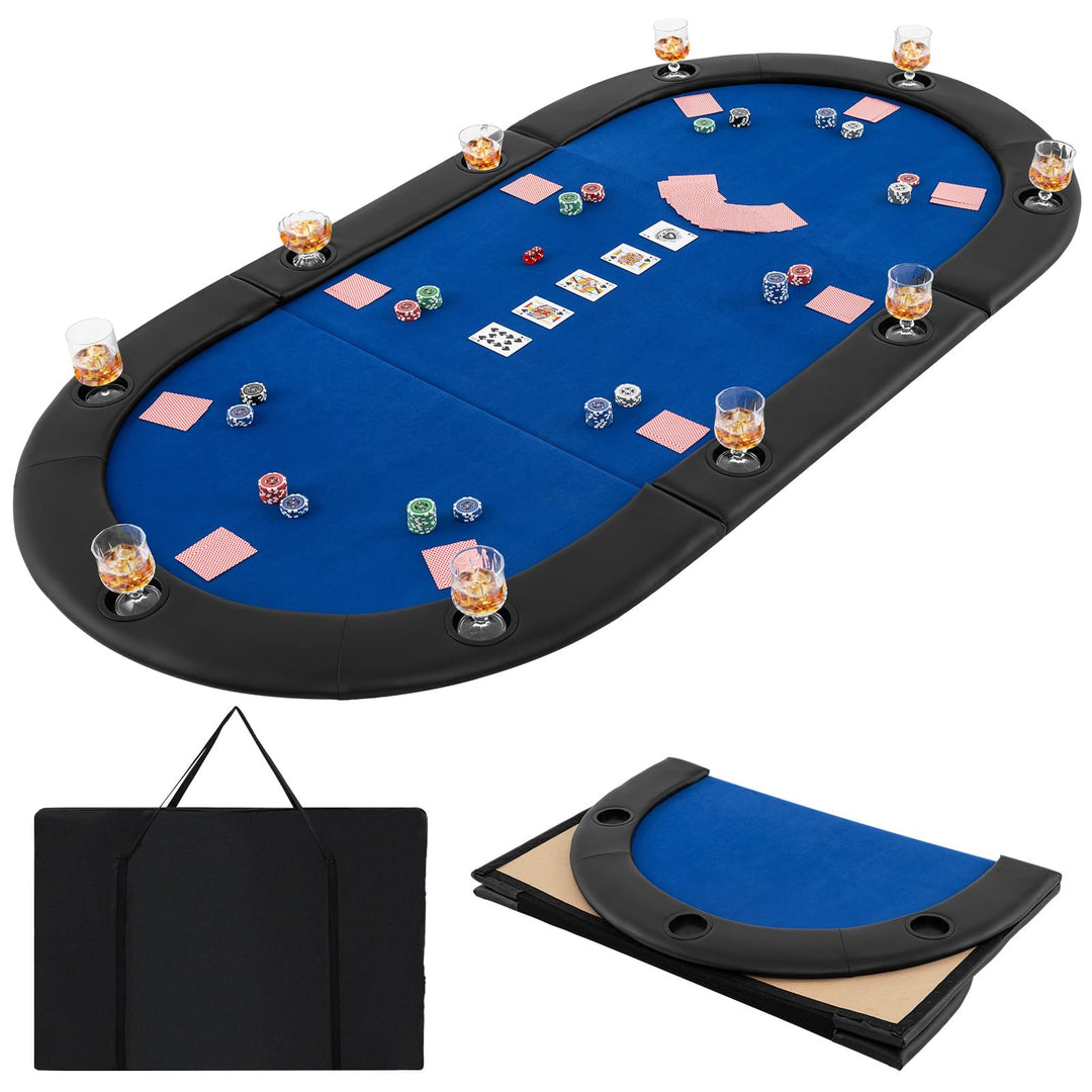Giantex 84" x 42" Poker Table Top, 10 Player Oval Triple-Fold Blackjack Poker Card Table Topper w/Carrying Bag