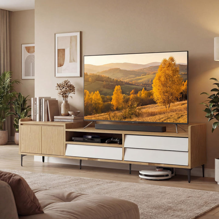 Giantex Modern TV Stand for 80" Television with Open Shelf