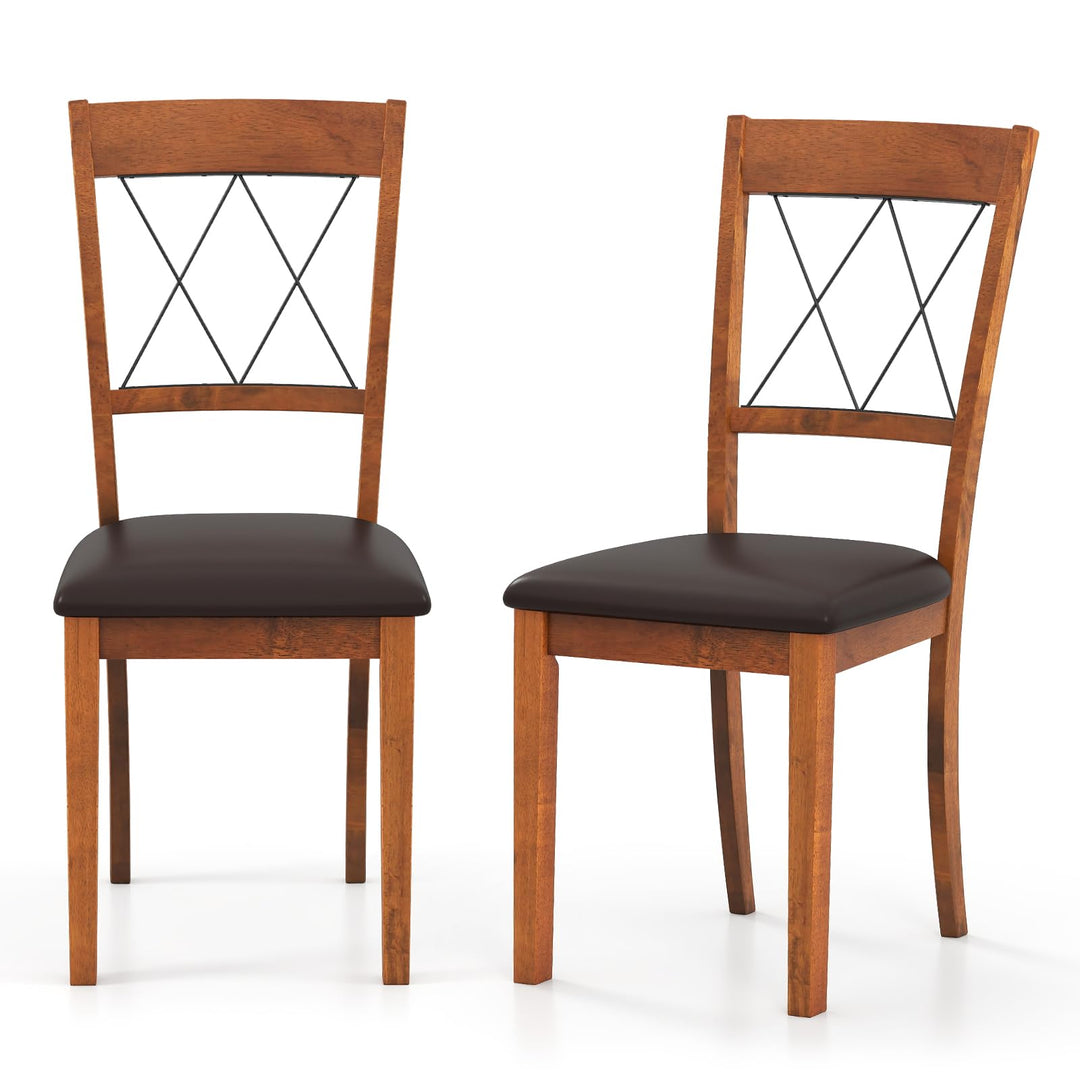 Giantex Wooden Armless Kitchen Chairs Set of 2/4 w/Elegant Hollowed Backrest