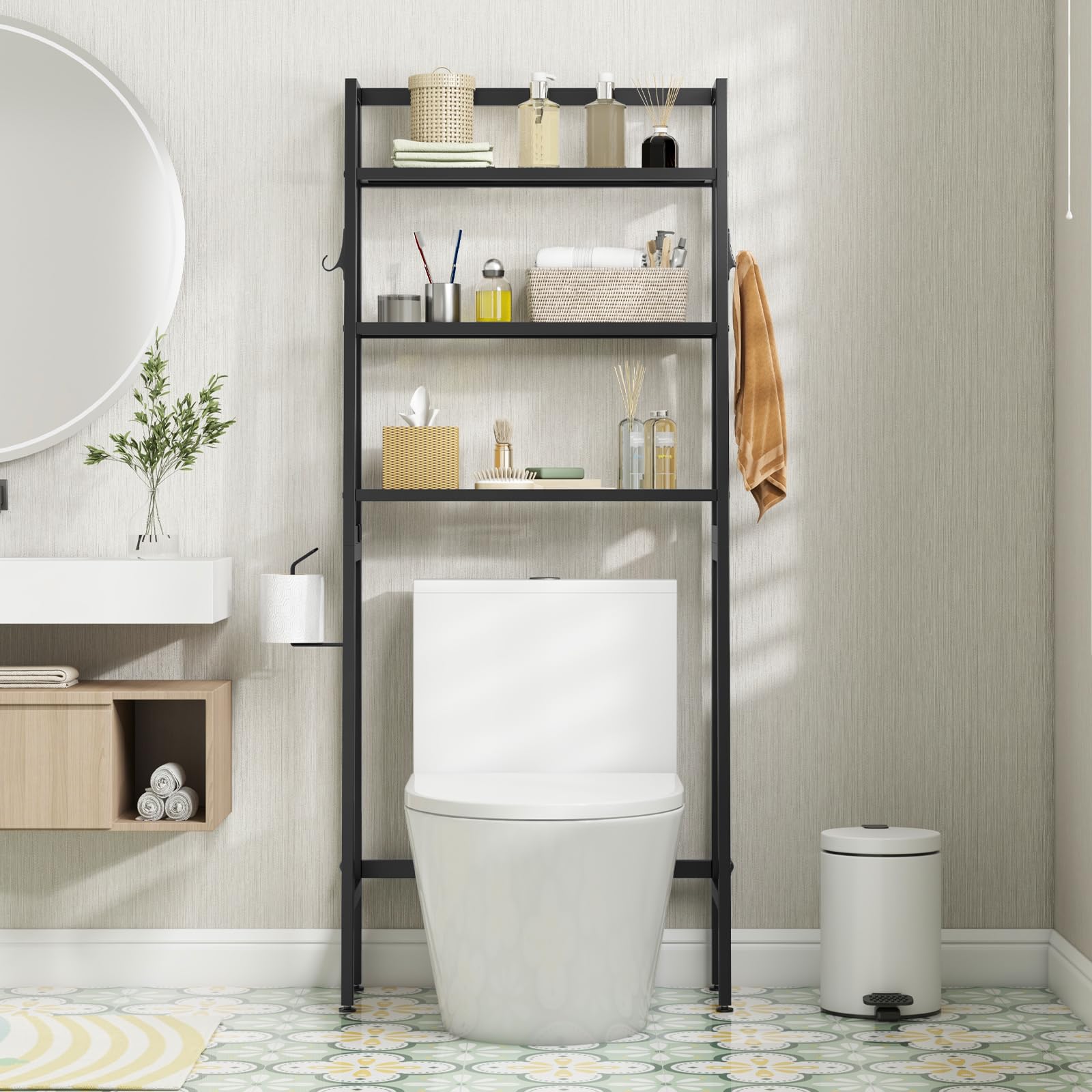 Giantex Over The Toilet Storage Shelf - 3-Tier Freestanding Above Toilet Rack