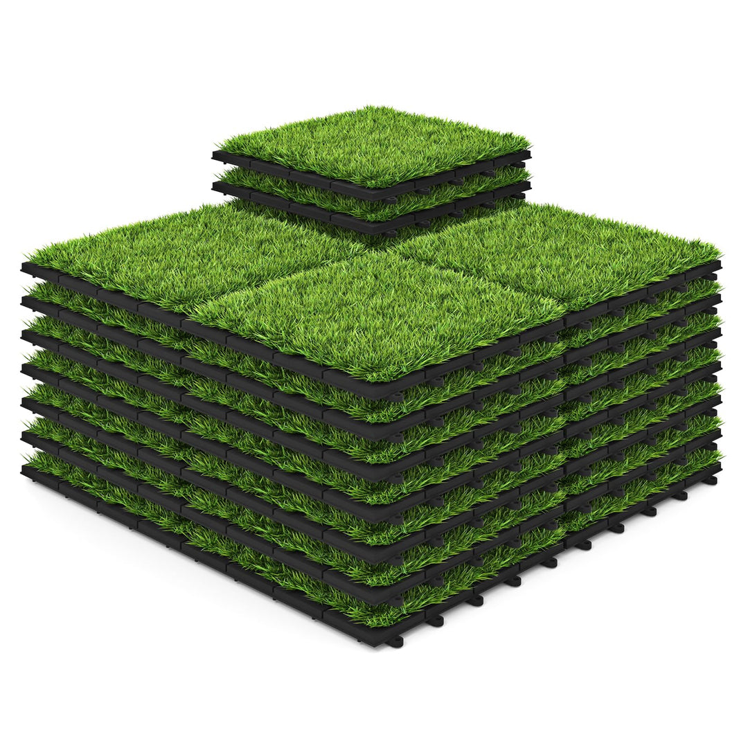 Giantex 30 Pack Interlocking Artificial Grass Tiles(12" x 12")