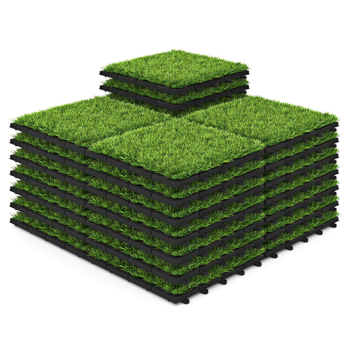 Giantex 30 Pack Interlocking Artificial Grass Tiles(12" x 12")