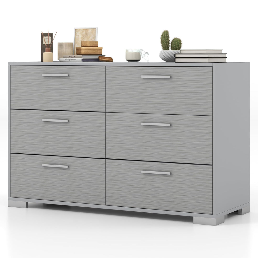 Giantex Storage Cabinet with 6 Drawers, Metal Legs & Handles, Anti-Toppling Devices, Grey
